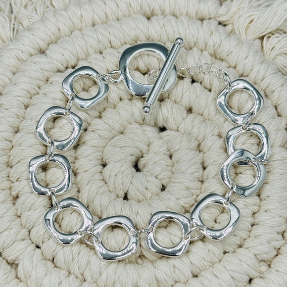 Jewelry - 925 Sterling Silver Round Ring Charm Chain Bracelet
